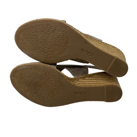 Clarks Lafley Alaina Metallic Wedge Espadrille Sandals Gold 8 - Picture 9 of 15